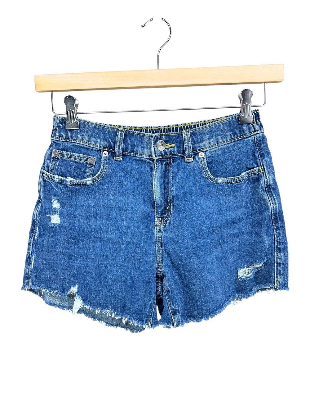 aerie Raw Hem Denim Distressed Shorts Womens Size Small